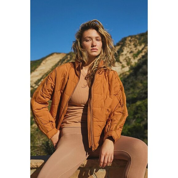 Free People Pippa Packable Puffer Jacket in Toasted Coconut Size Large